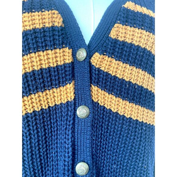 Womens Cardigan Sz L Striped Oversized Grandpa Chunky Fisherman Preppy Grunge - Picture 10 of 12